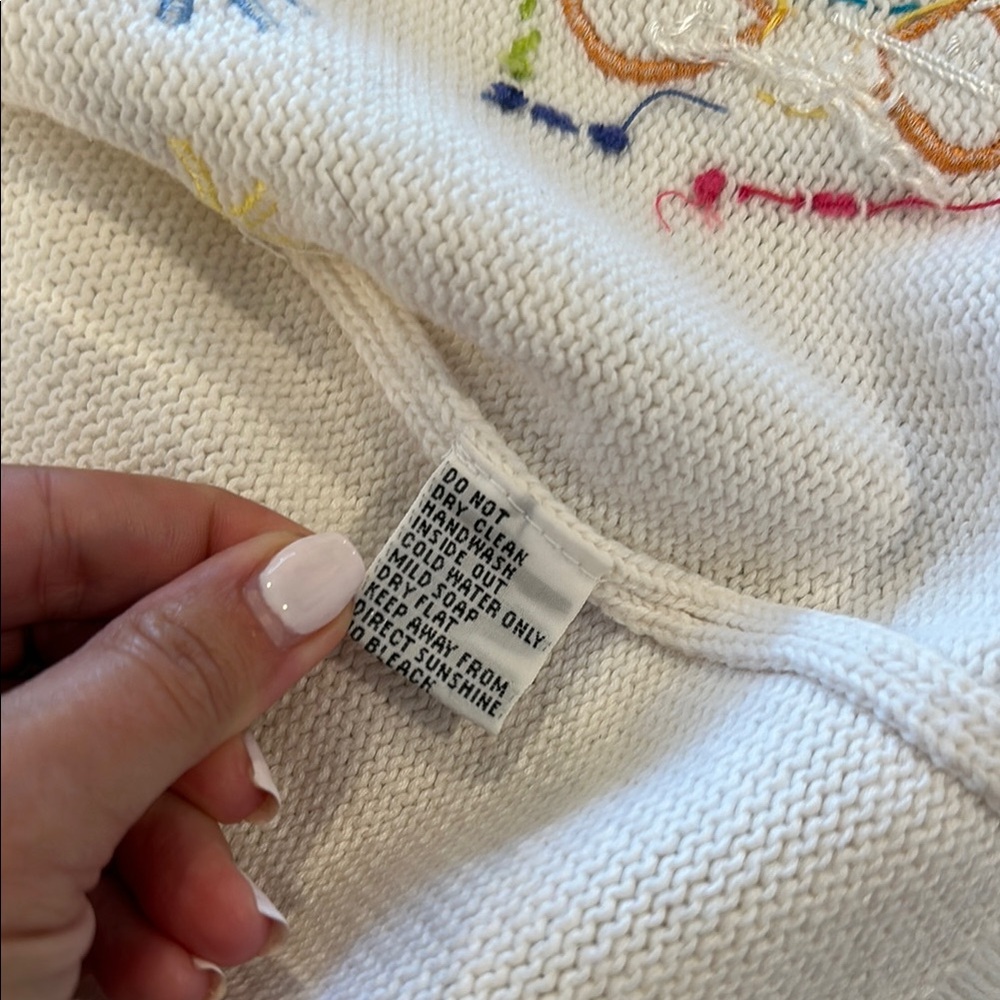 Vintage White Short Sleeve Cardigan Sweater Colorful Insects π π π¦ π π·οΈ π» - Picture 8 of 16